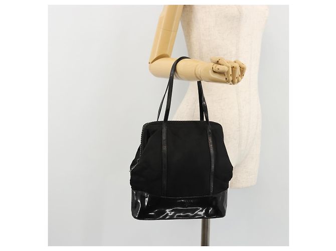 PRADA Borsa a mano in nylon nero argento Auth bs34484 - vista 22
