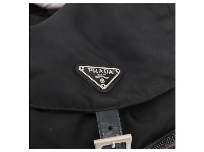 PRADA Backpack Nylon Black Silver Auth 175963 Silvery - view 21