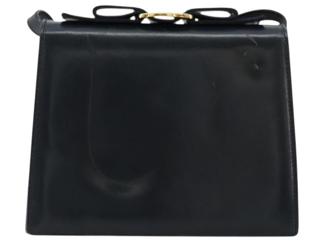 Borsa a Spalla Vala in Pelle Blu Navy e Oro Salvatore Ferragamo Auth ka4099 D'oro - vista 13