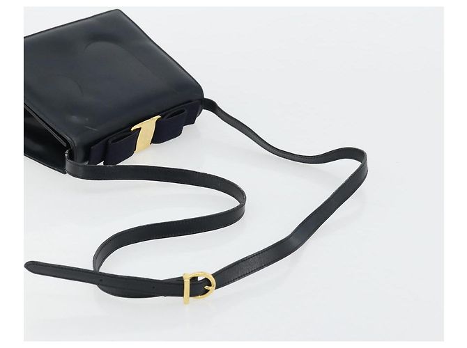 Borsa a Spalla Vala in Pelle Blu Navy e Oro Salvatore Ferragamo Auth ka4099 D'oro - vista 7
