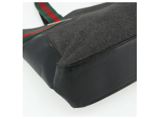 GUCCI Web Sherry Line Tote Bag Canvas Schwarz Rot Grün 73983 Auth 177087 - Ansicht 14
