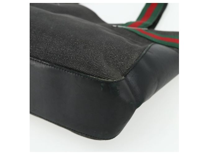 GUCCI Web Sherry Line Tote Bag Canvas Schwarz Rot Grün 73983 Auth 177087 - Ansicht 15