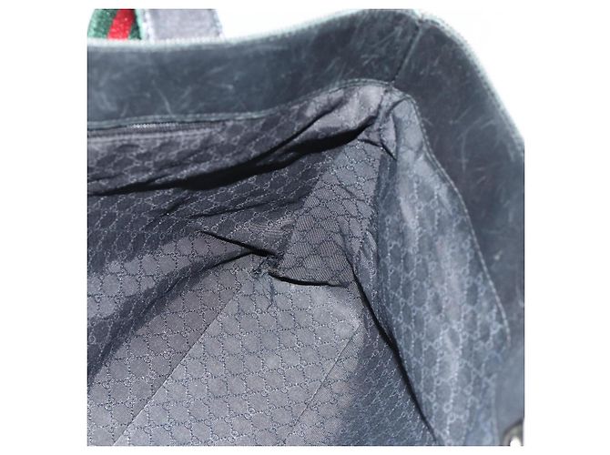 GUCCI Web Sherry Line Tote Bag Canvas Schwarz Rot Grün 73983 Auth 177087 - Ansicht 17