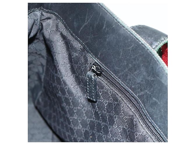 GUCCI Web Sherry Line Tote Bag Canvas Schwarz Rot Grün 73983 Auth 177087 - Ansicht 19