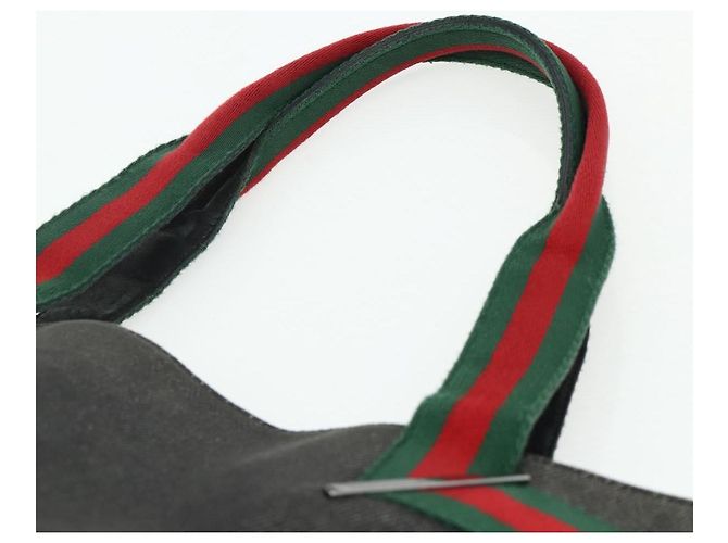 GUCCI Web Sherry Line Tote Bag Canvas Schwarz Rot Grün 73983 Auth 177087 - Ansicht 8