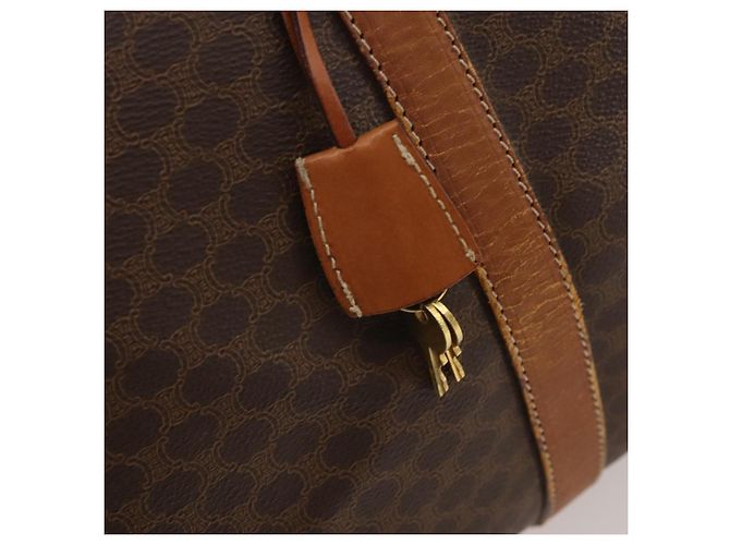 Céline Borsa Boston in tela Macadam CELINE in pelle PVC marrone e oro Auth ti3843 D'oro - vista 10
