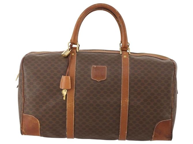Céline Borsa Boston in tela Macadam CELINE in pelle PVC marrone e oro Auth ti3843 D'oro - vista 13