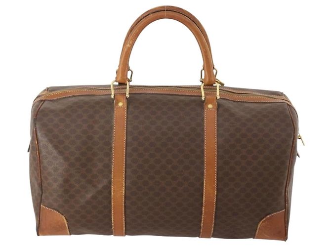 Céline Borsa Boston in tela Macadam CELINE in pelle PVC marrone e oro Auth ti3843 D'oro - vista 2