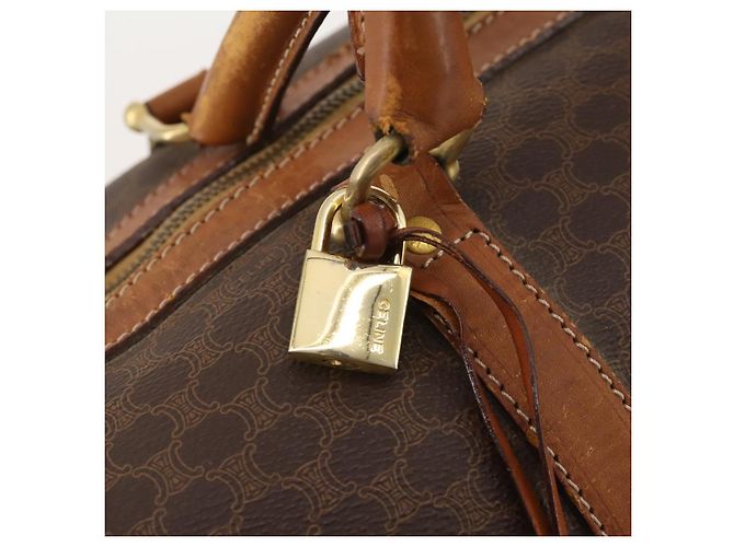 Céline Borsa Boston in tela Macadam CELINE in pelle PVC marrone e oro Auth ti3843 D'oro - vista 20