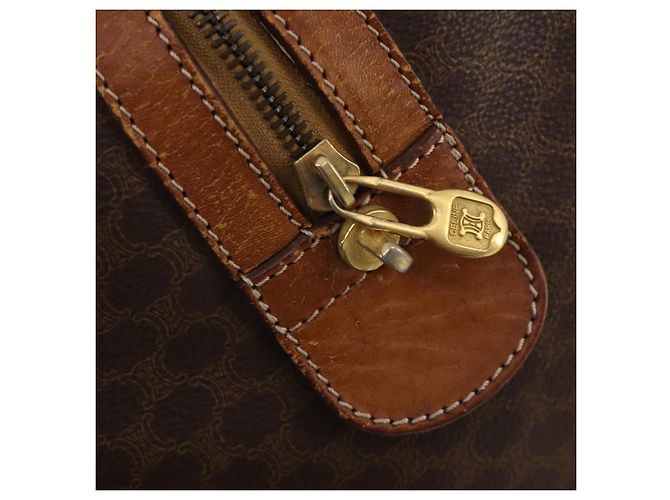 Céline Borsa Boston in tela Macadam CELINE in pelle PVC marrone e oro Auth ti3843 D'oro - vista 21