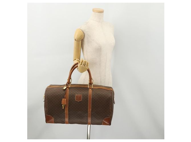Céline Borsa Boston in tela Macadam CELINE in pelle PVC marrone e oro Auth ti3843 D'oro - vista 26