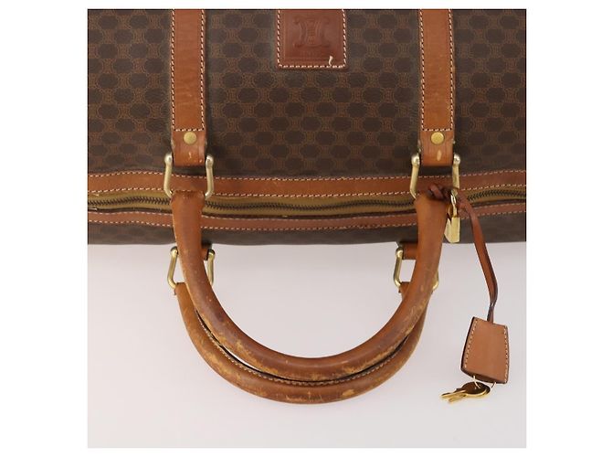 Céline Borsa Boston in tela Macadam CELINE in pelle PVC marrone e oro Auth ti3843 D'oro - vista 7