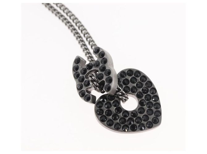 Collana in metallo CHANEL COCO Mark nera CC Auth 176078A Nero - Ansicht 4