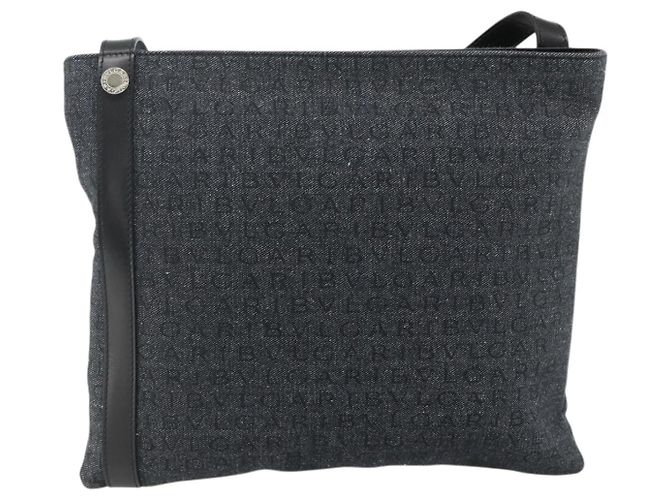 Bulgari Borsa a Spalla BVLGARI Logo Mania Denim Blu Argento Auth 175190 - vista 13