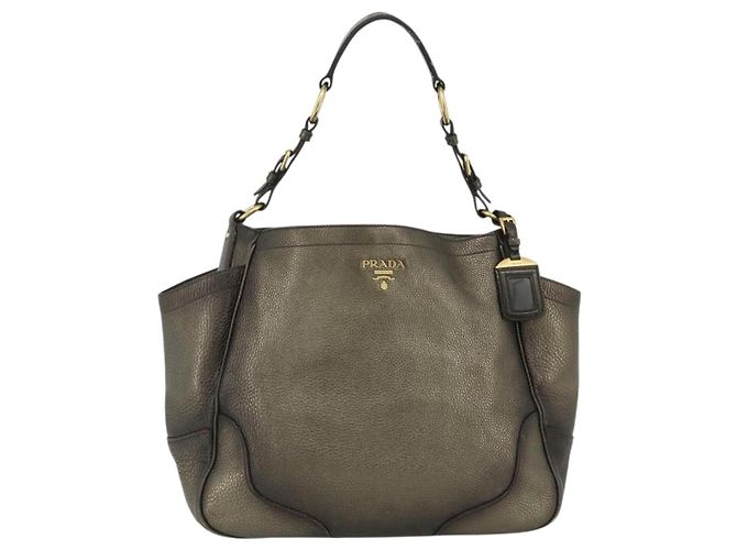 Borsa a Spalla in Pelle PRADA Oro Auth 175839A D'oro - vista 13