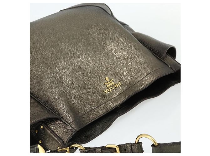 Borsa a Spalla in Pelle PRADA Oro Auth 175839A D'oro - vista 6