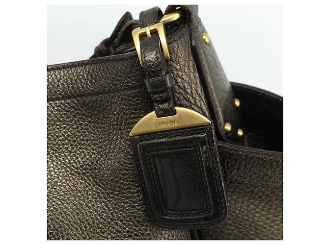 Borsa a Spalla in Pelle PRADA Oro Auth 175839A D'oro - vista 9