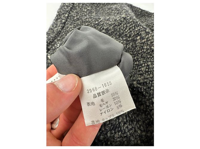 Vintage BALENCIAGA Boucle Wollrock Anthrazit Grau M - Ansicht 10