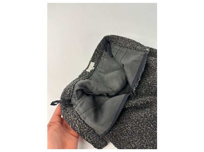 Vintage BALENCIAGA Boucle Wollrock Anthrazit Grau M - Ansicht 12