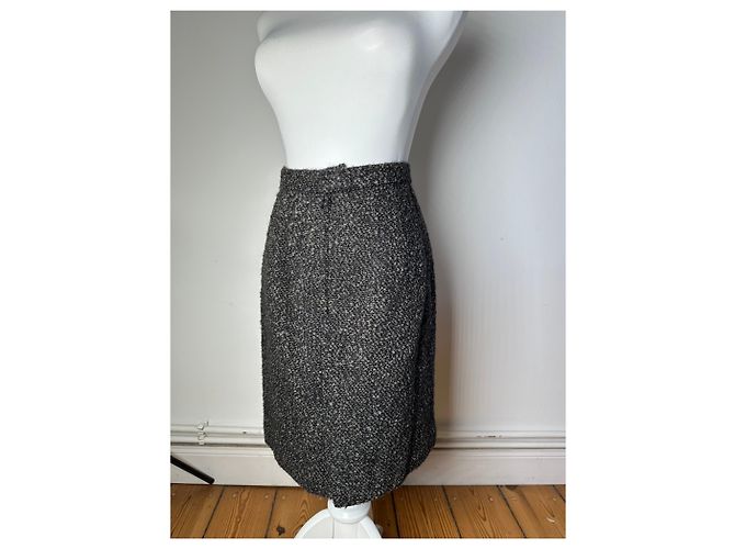 Vintage BALENCIAGA Boucle Wollrock Anthrazit Grau M - Ansicht 13