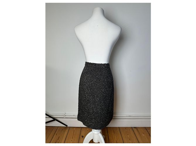 Vintage BALENCIAGA Boucle Wollrock Anthrazit Grau M - Ansicht 14