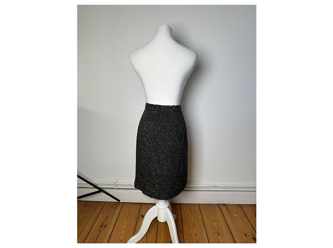 Vintage BALENCIAGA Boucle Wollrock Anthrazit Grau M - Ansicht 3