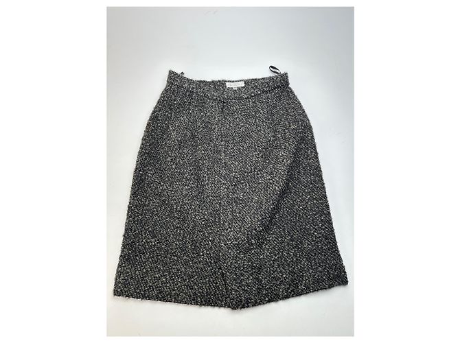 Vintage BALENCIAGA Boucle Wollrock Anthrazit Grau M - Ansicht 4