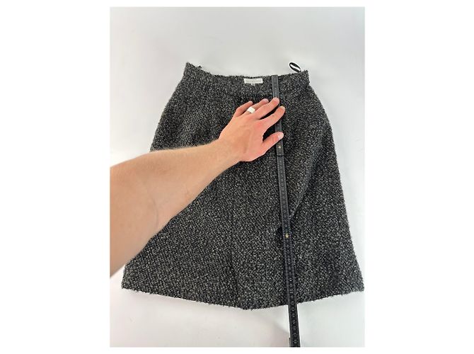Vintage BALENCIAGA Boucle Wollrock Anthrazit Grau M - Ansicht 6