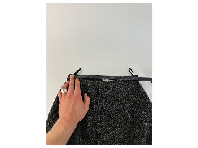 Vintage BALENCIAGA Boucle Wollrock Anthrazit Grau M - Ansicht 7