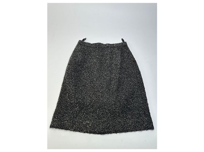 Vintage BALENCIAGA Boucle Wollrock Anthrazit Grau M - Ansicht 8
