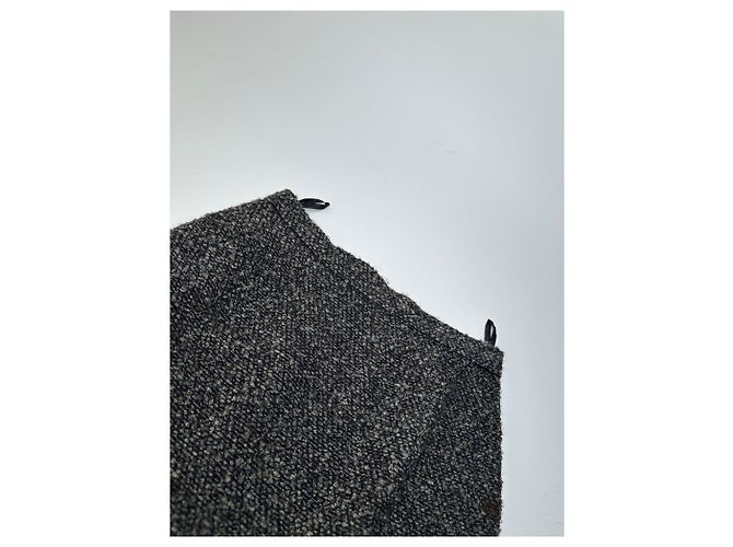 Vintage BALENCIAGA Boucle Wollrock Anthrazit Grau M - Ansicht 9
