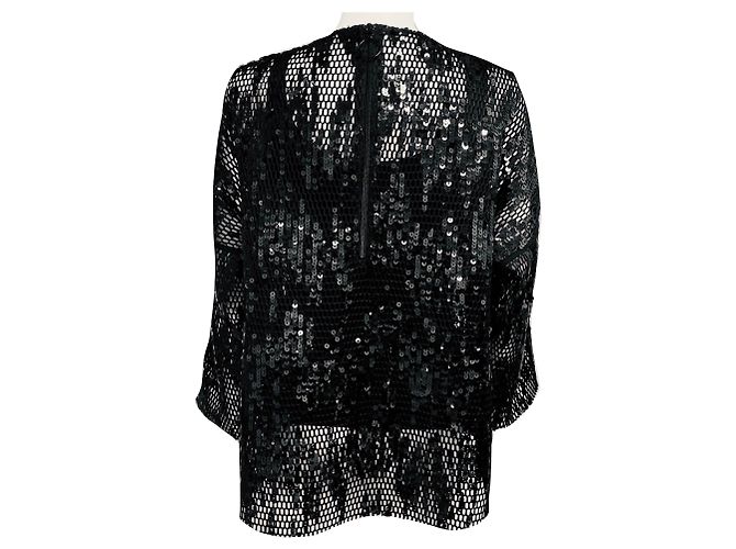 Top in rete nera con paillettes Akris Punto Nero - vista 3