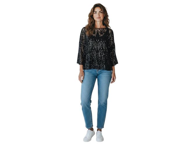 Top in rete nera con paillettes Akris Punto Nero - vista 6