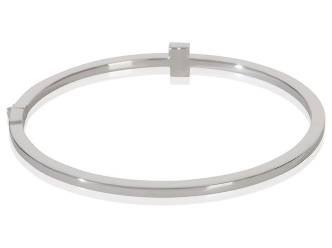 Tiffany & Co Bracciale a cerniera stretto Tiffany T in oro bianco e diamanti Tiffany - vista 4