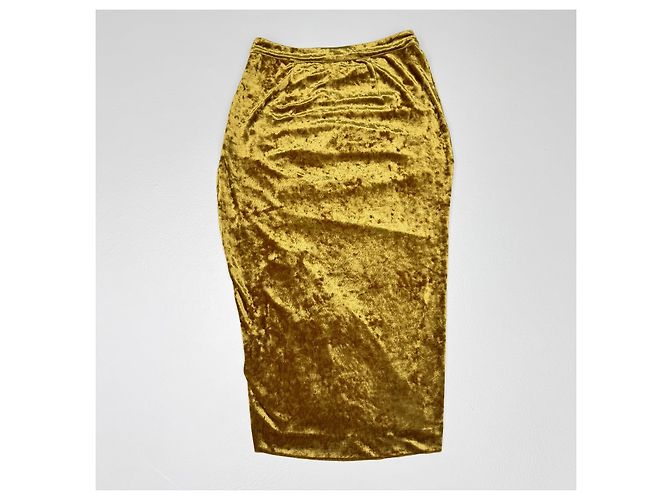 Falda de terciopelo dorada Rebecca Minkoff con fruncido Dorado Mostaza - vista 4
