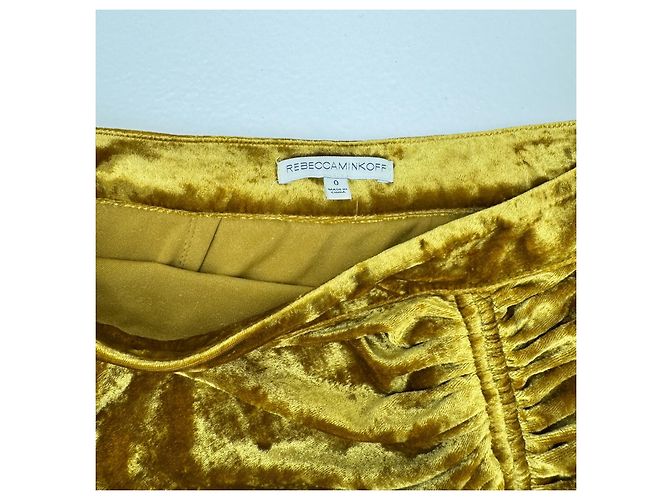 Falda de terciopelo dorada Rebecca Minkoff con fruncido Dorado Mostaza - vista 6