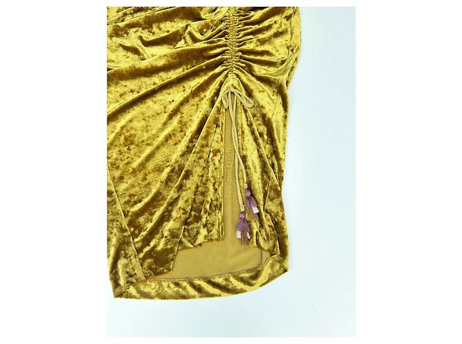 Falda de terciopelo dorada Rebecca Minkoff con fruncido Dorado Mostaza - vista 9
