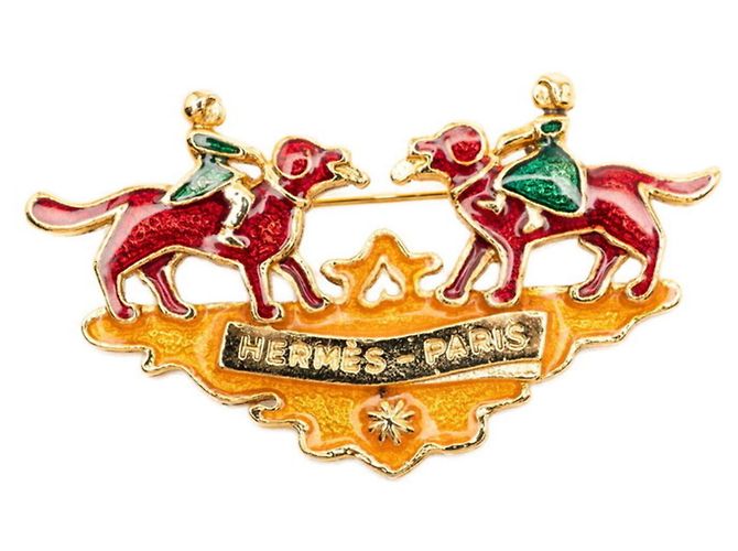 Broche Cloisonné Chica y Perro Hermès Multicolor - vista 2