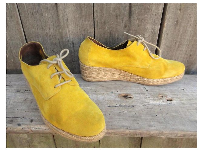 Derbies Sessun Bloom en daim jaune - vue 3