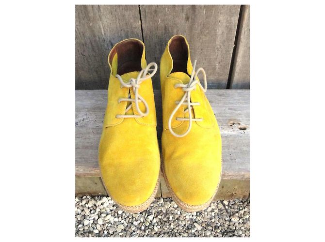 Derbies Sessun Bloom en daim jaune - vue 4