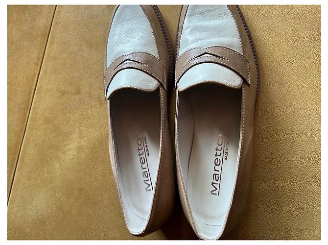 Autre Marque Maretto Zweifarbige Leder-Loafer Beige Hellbraun - Ansicht 2