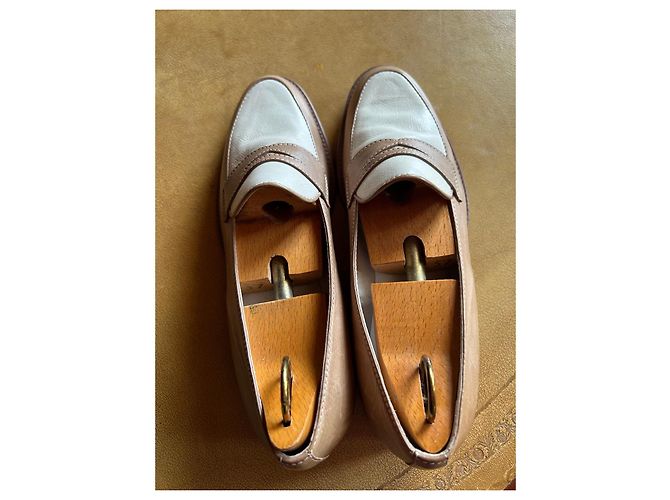 Autre Marque Maretto Zweifarbige Leder-Loafer Beige Hellbraun - Ansicht 4