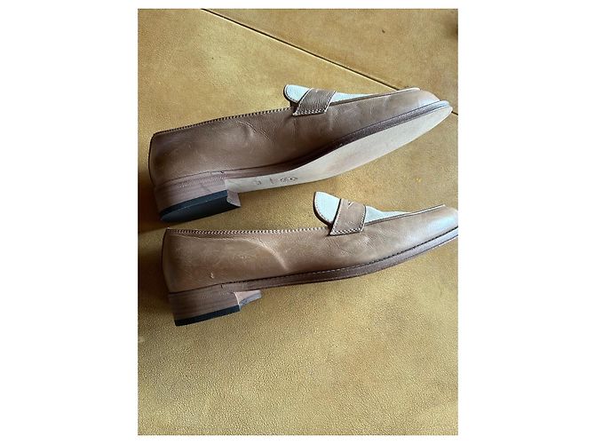 Autre Marque Maretto Zweifarbige Leder-Loafer Beige Hellbraun - Ansicht 6