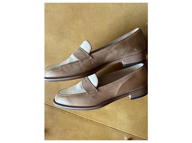 Autre Marque Maretto Zweifarbige Leder-Loafer Beige Hellbraun - Ansicht 9