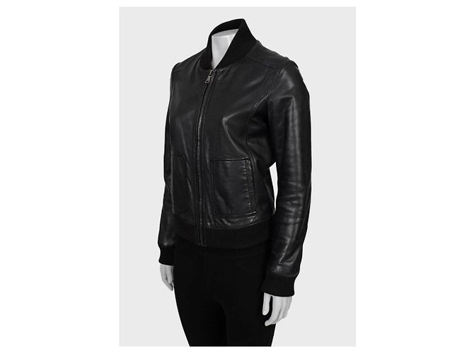 Schwarze Leder Bomberjacke Dolce & Gabbana - IT38/XS gebraucht - Ansicht 2