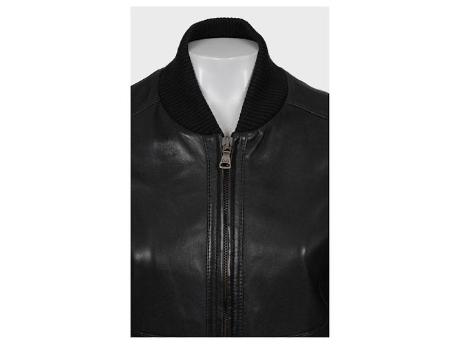 Schwarze Leder Bomberjacke Dolce & Gabbana - IT38/XS gebraucht - Ansicht 4