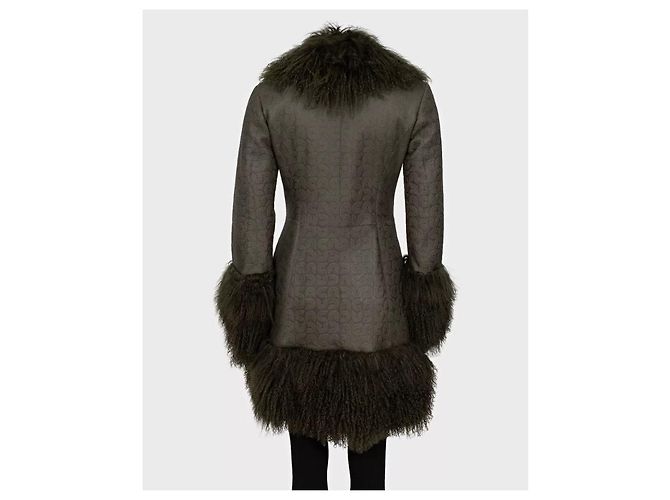 Gianfranco Ferré Abrigo de shearling verde Ferre IT42 de segunda mano - vista 3