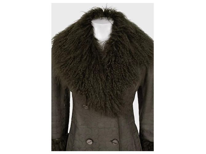Gianfranco Ferré Abrigo de shearling verde Ferre IT42 de segunda mano - vista 4