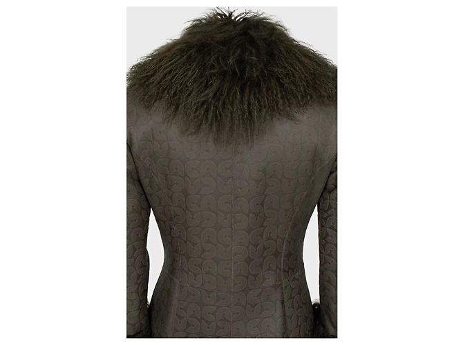 Gianfranco Ferré Abrigo de shearling verde Ferre IT42 de segunda mano - vista 5