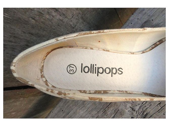 Autre Marque Décolleté con zeppa Lollipops Toile de Jouy Beige - vista 4